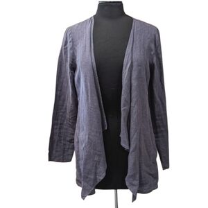 Fenini Small Lagenlook Linen Cardigan Waterfall Open Front Coastal Chic